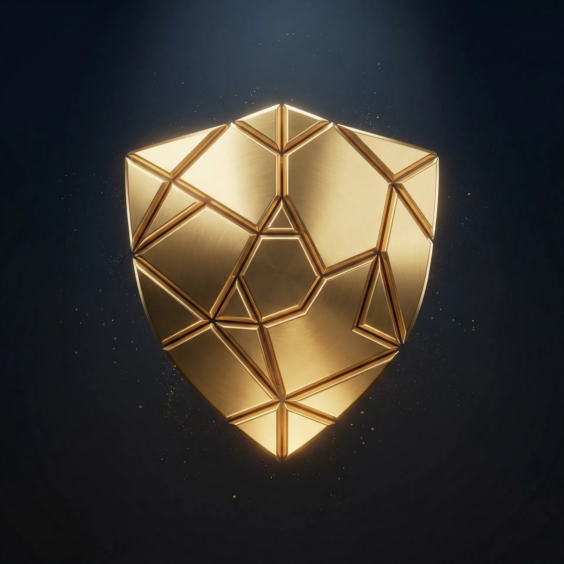 A glowing golden shield in a dark vault, representing principal protection.